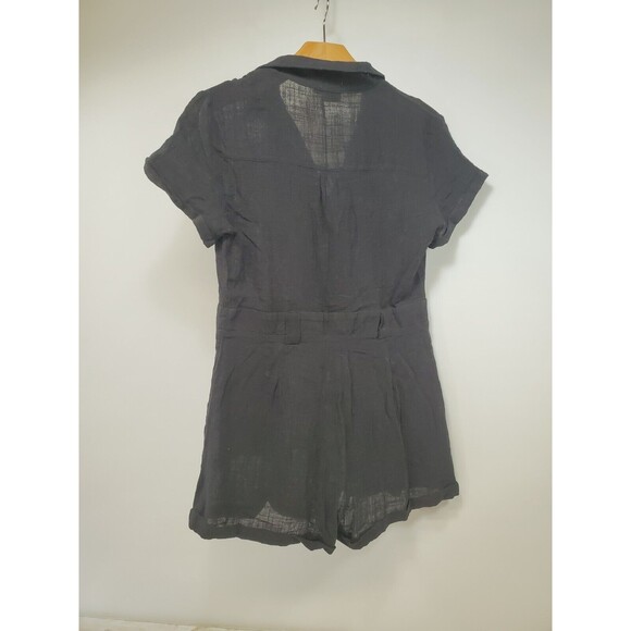 Princess Polly Ashens Black Short Sleeved Button Down Romper size 6 - Picture 2 of 5